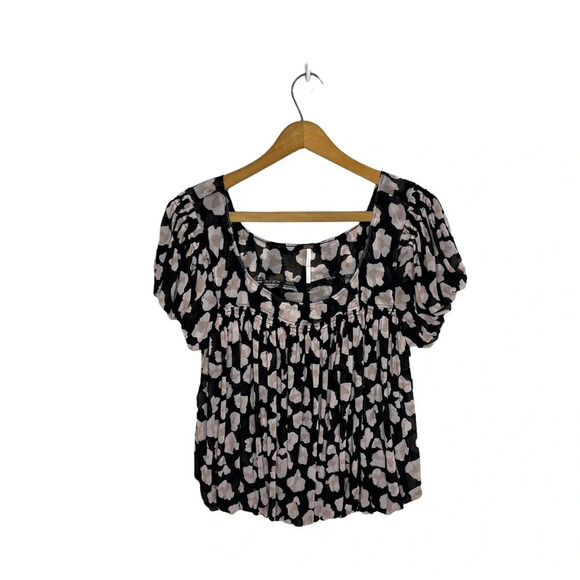 FREE PEOPLE Meg’s All Over Leopard Camo Print Scoop Neck Bubble Hem Blouse - Picture 11 of 11